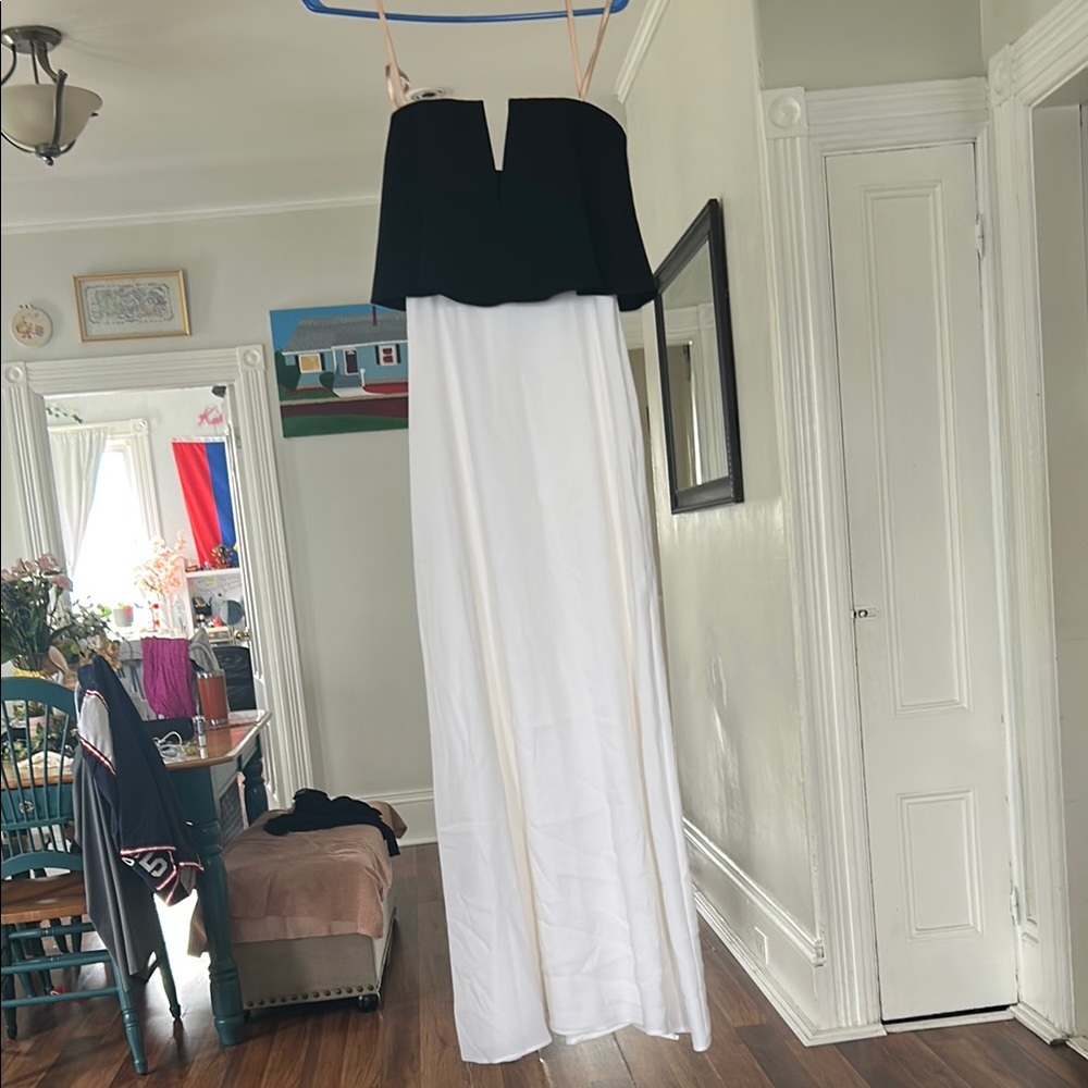 Elegant Black and White Strapless Dress WORN ONCE
